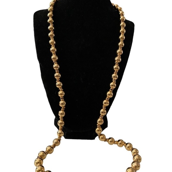ANNE KLEIN Vintage Gold Tone Beaded Necklace Signed Classic Elegant 16 Inch - Picture 2 of 6